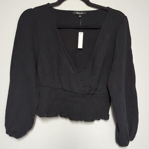 NWT Black Madewell Long Sleeve Blouse